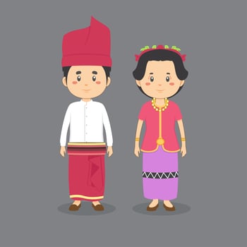 Couple Character Wearing West Nusa Tenggara Traditional Dress vector
