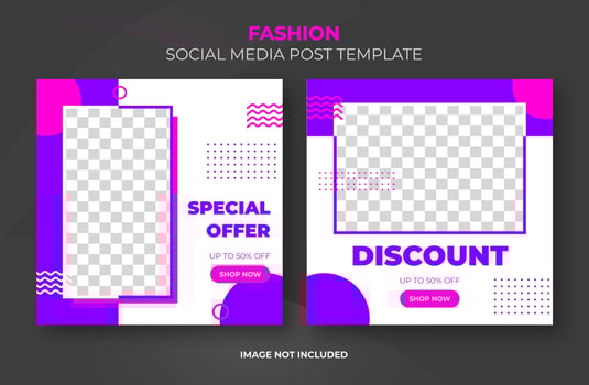 Social media pink purple retro banner template vector