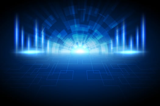 Abstract dark blue glowing light technology background vector