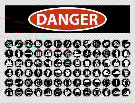 Danger Required Personal Protective Equipment Symbol Collection vector