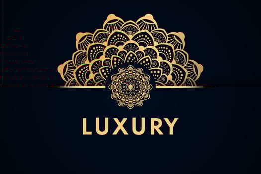 Luxury golden half mandala and border design vector