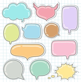 Cute set of hand drawn speech bubbles vector