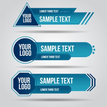 Lower third blue tv design template set vector