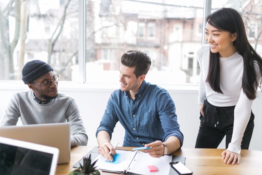 Young professionals working in an office photo