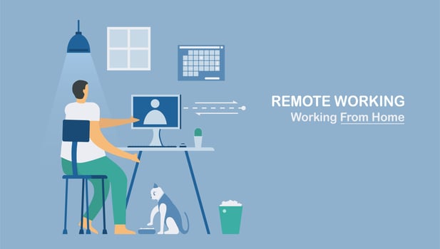 Remote working or work from home for protecting new coronavirus vector