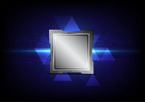 Microchip on a blue triangle abstract background vector