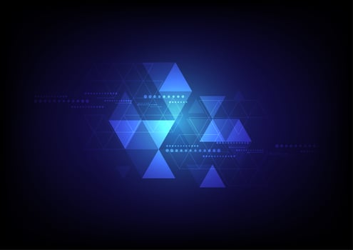 Blue glowing triangle background vector