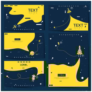 Blue and yellow space explorer background set vector