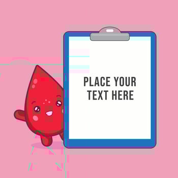 Cute Blood Character and Blank Clipboard vector