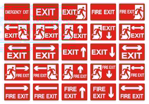 Emergency Exit Red Symbol Set vector