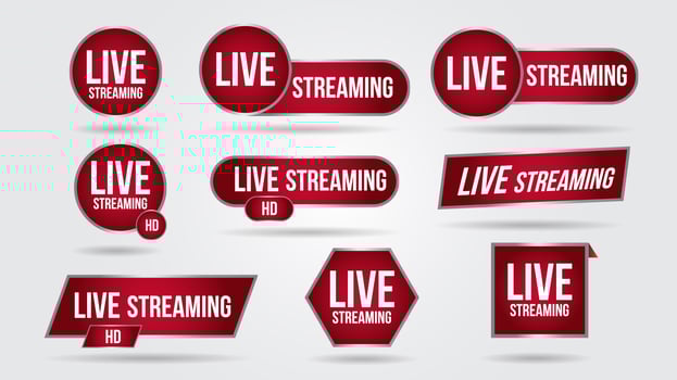 Set of live video streaming icon set vector