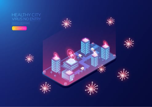 Healthy city protected from virus vector