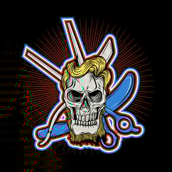Skull Barbershop Hand Drawing vector