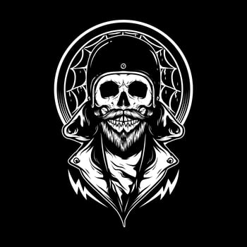 Skull Wearing Retro Bike Helmet vector