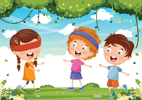 Kids Playing Blind Man's Bluff vector