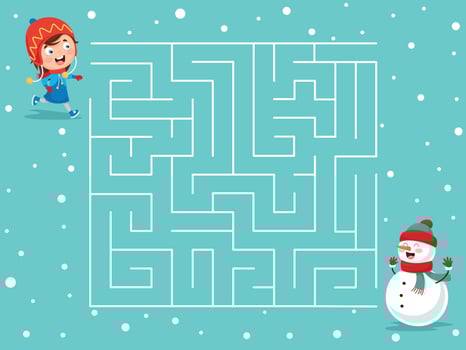  Kids Winter Themed Maze Game  vector