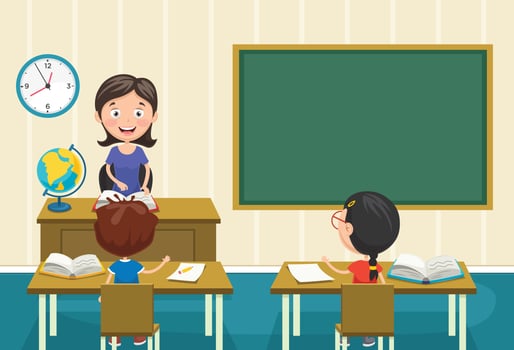 A Teacher Teaching in Classroom  vector