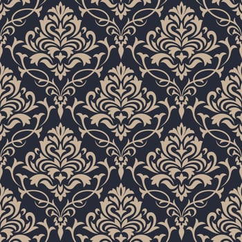 Damask beige and gray seamless pattern vector