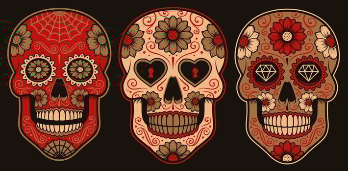 Set of Mexican sugar skulls vector