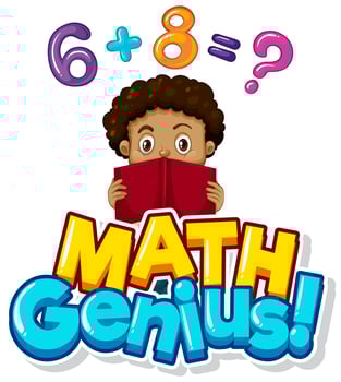 Math genius poster with boy doing homework vector