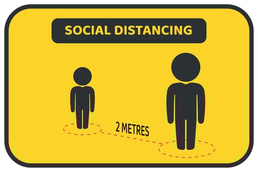 Yellow, Black Social Distancing Poster vector
