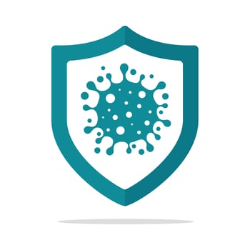 Blue Shield with Virus Cell Inside vector