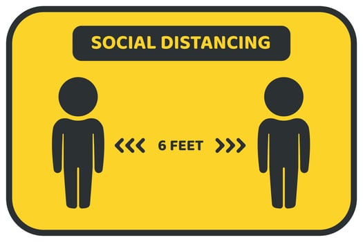 Yellow, Black Social Distancing Poster to Protect from Virus vector