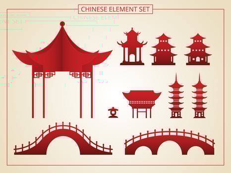 Chinese architecture set vector