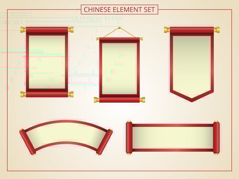 Chinese scroll with red and yellow  vector