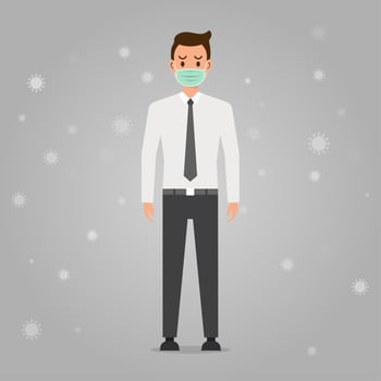 Businessman Wearing Surgical Facemask vector