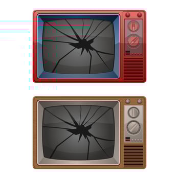 Broken tv isolated on white background vector
