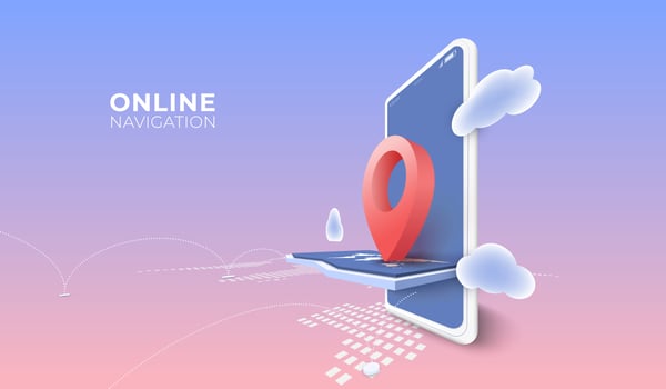 Navigator pin on smartphone online navigation concept  vector