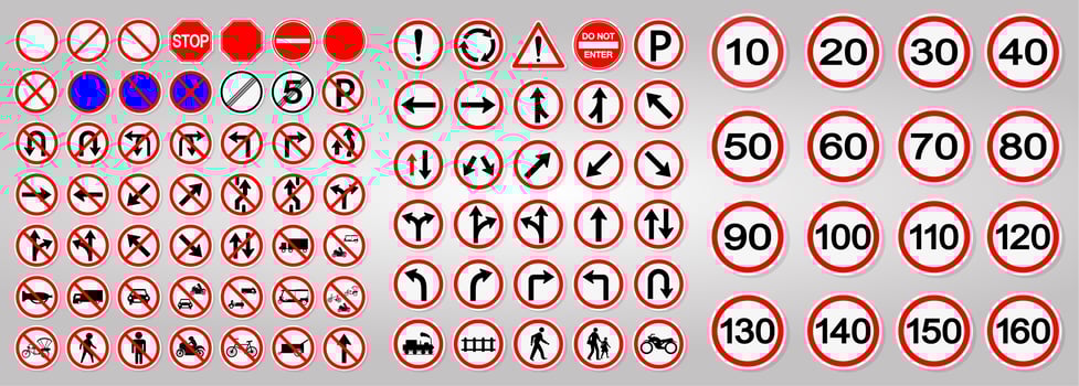 Set of Road and Traffic Warning Signs  vector