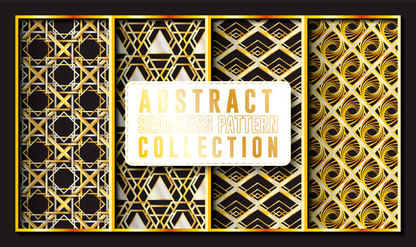 Golden Abstract and geometric seamless pattern collection vector