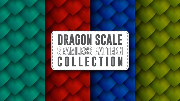 Dragon scale seamless pattern collection vector