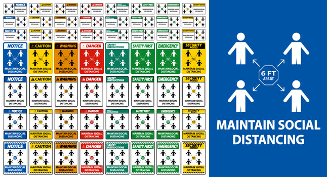Maintain social distancing sign set  vector