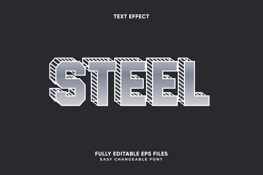 Editable Steel text effect vector