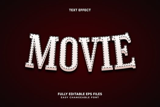 Editable Movie text effect vector