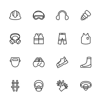 Set of Line Icons for Mandatory Safety Apparel vector