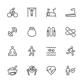 Health Lifestyle Thin Line Icon Set  vector