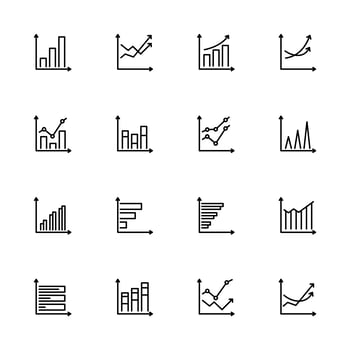 Business Growth Chart Line Icon Set  vector