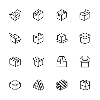 Line Icon Set of Cardboard Boxes vector