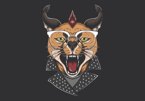 Caracal cat punk head  vector