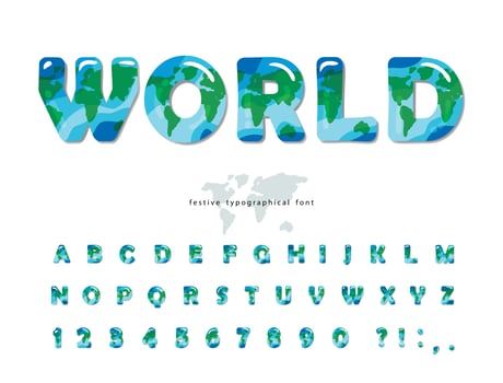 World map ABC letters and numbers isolated on white vector