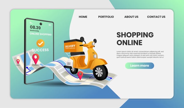 Online shopping website templates for food delivery  vector