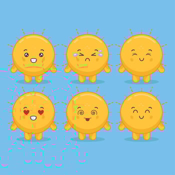 Kawaii Sun Characters With Various Expressions vector