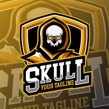 E sports gaming skull logo badge vector