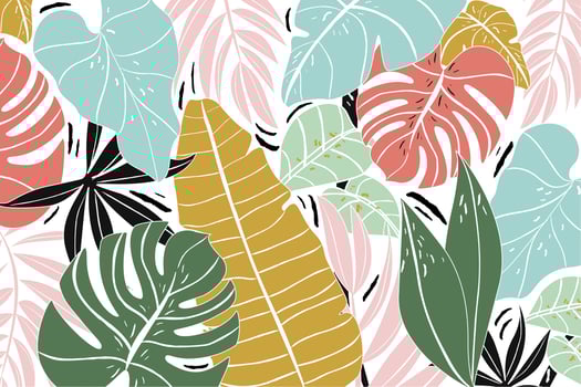 Trendy Composition of Colorful Tropical Leaves vector