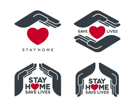 Stay Home Save Lives Icons Set with Hands vector