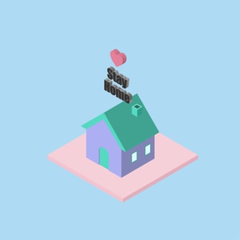 Isometric ''Stay Home'' House vector
